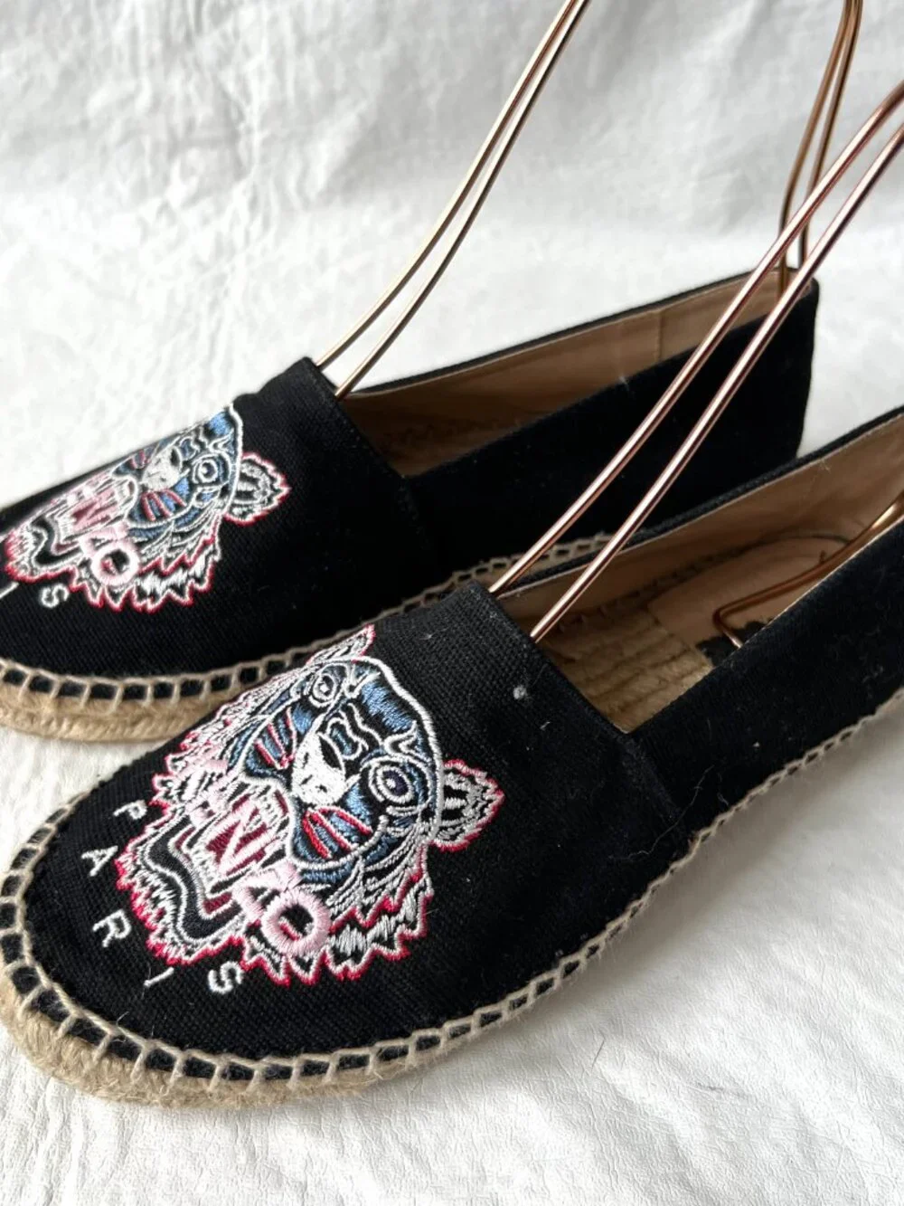Kenzo Espadrilles Classic Tiger 37 black canvas embroidered slip on shoes flat